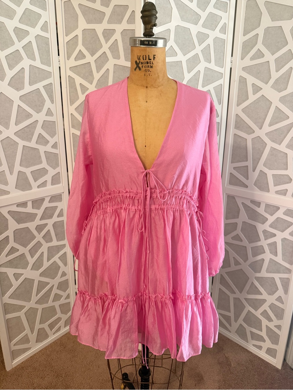 Pink V-Neck Dress
